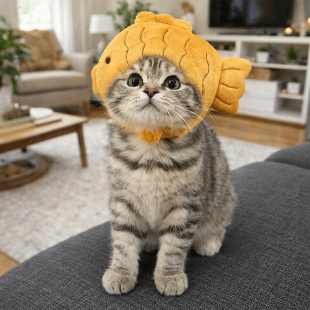 Pet Fruit Hat Cartoon Cat Shark Headgear Cute Adjustable Pet Cosplay Head Wear Fish Shape Warm Cat Decorative Hat Role Playing