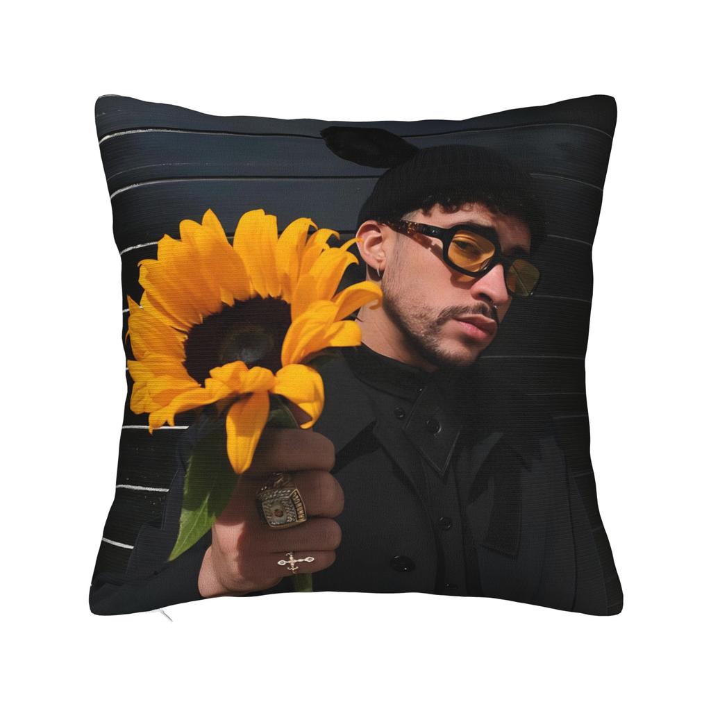 Singer Bad Bunny Pillowcase Doublesided Printing Polyester Cushion Cover Decorative Throw Pillow Case Cover Home