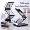 Portable 360° Folding Vanity Mirror with Retractable Rearview for Travel and Home Use