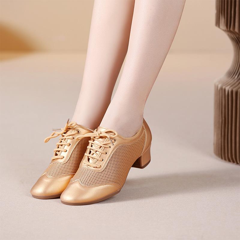Scarpe da Danza Latina in Rete da Donna Scarpe da Insegnante Sneakers da Jazz Altezza Tacco 3,5 cm