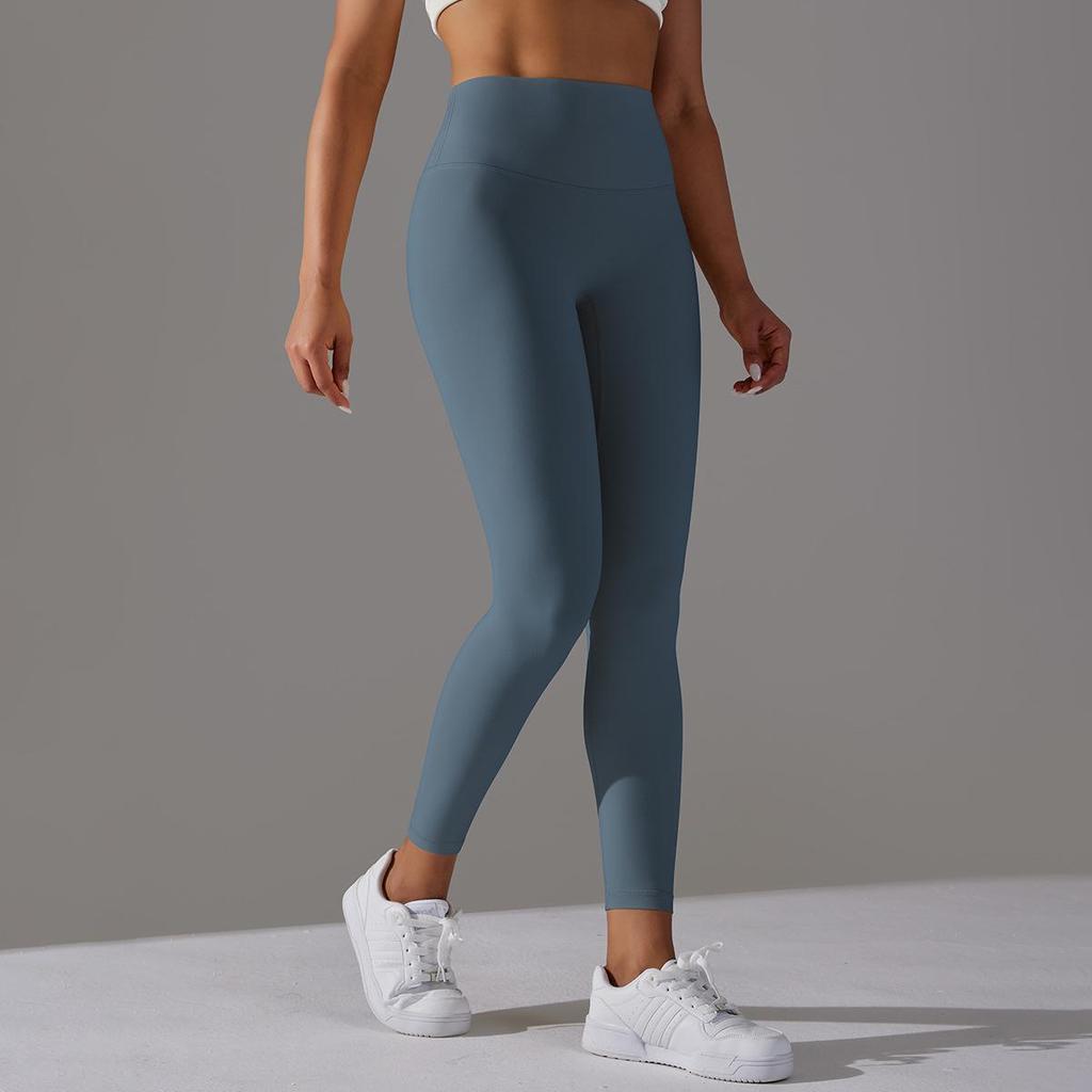 Nude Skin-friendly Yoga Pants Women Without Awkward Line High-waisted Bottoms To Lift The Buttocks Elastic Fitness and Sports Nine-minute Pants