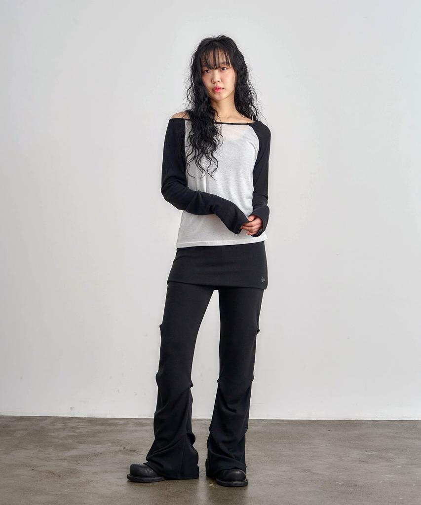 KIJIKO Ke609-Shirring Skirt Leggings Black