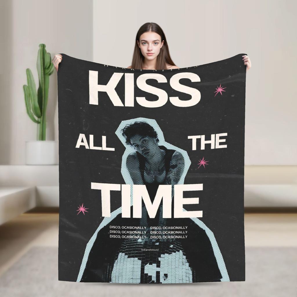 Kiss All The Time Album Blanket Fleece Harrys Music Styles Warm Throw Blankets for Airplane Travel Bedspread