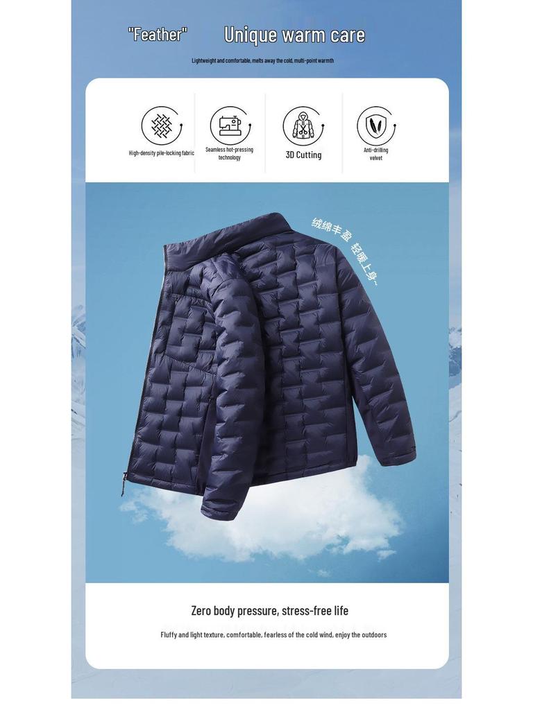 Leichte Daunenjacke für Damen und Herren mit Stehkragen für den Winter - Weiße Entendaune, Modischer Lässiger Warmer Mantel