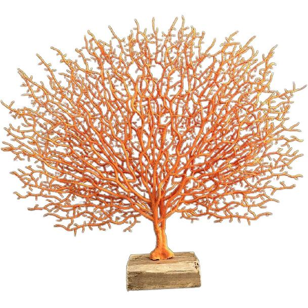 Coral Sculpture Table Top Ornament Decor Tabletop Figurine, Orange
