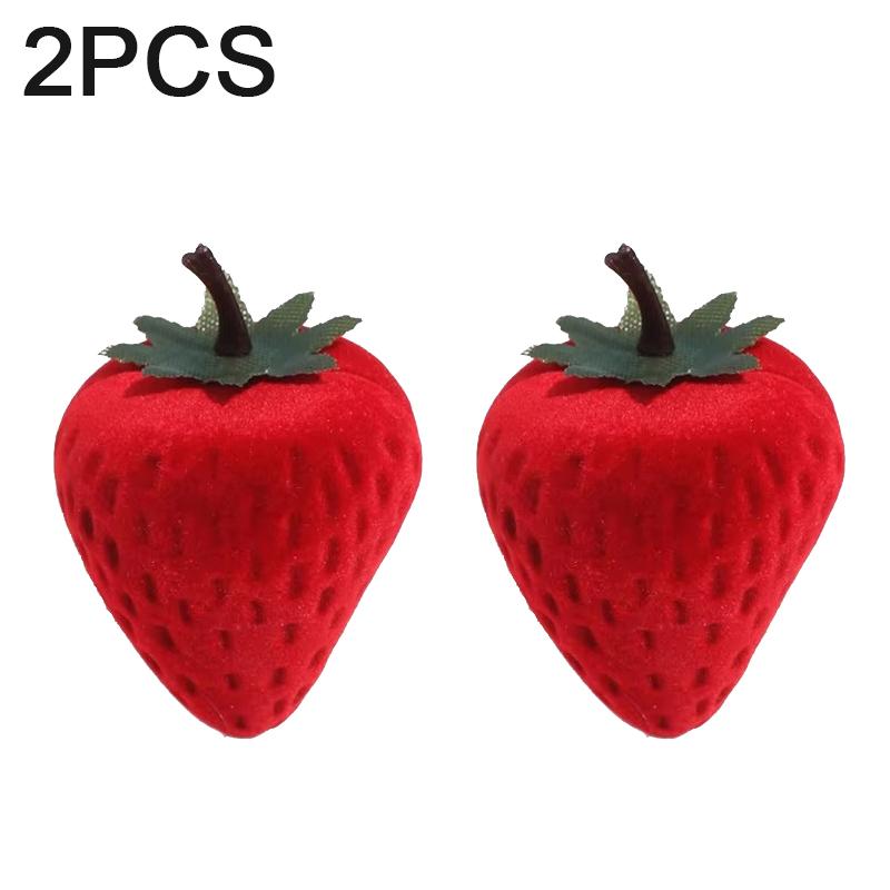 1-8PCS Strawberry Ring Box Flocking Simulation Strawberry Ring Box Creative Gift Jewelry Packaging Box Accessories Storage Box