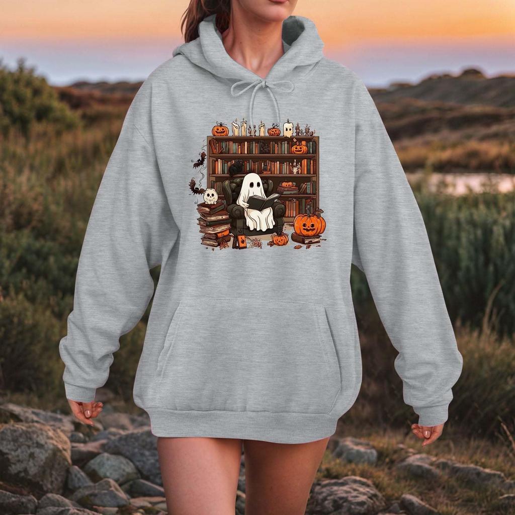 Women Fashion O Neck Long Sleeve Printed Top Hoodie Sweatshirt