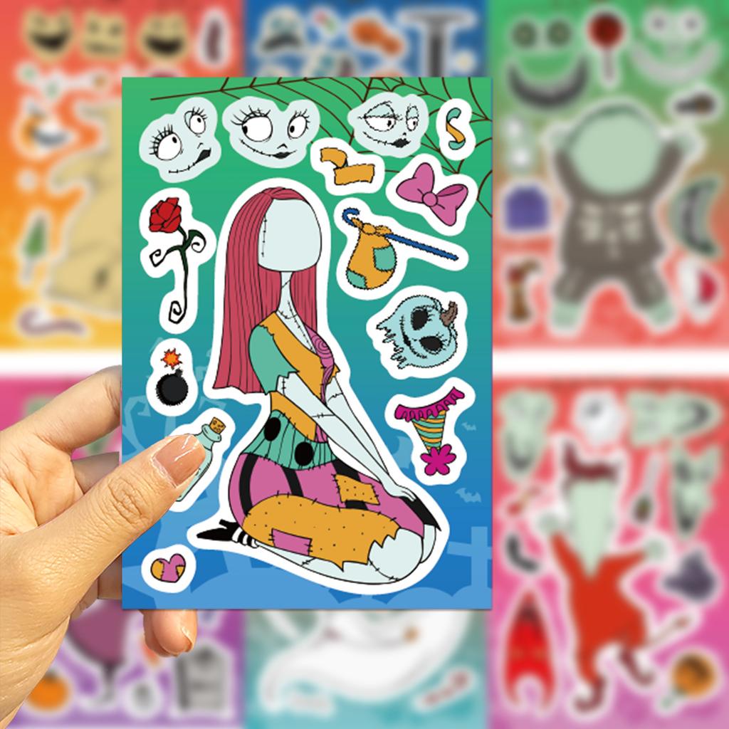 8 Cartoon Halloween Christmas Night Face Change Collage DIY Hand Notebook Decoration Waterproof