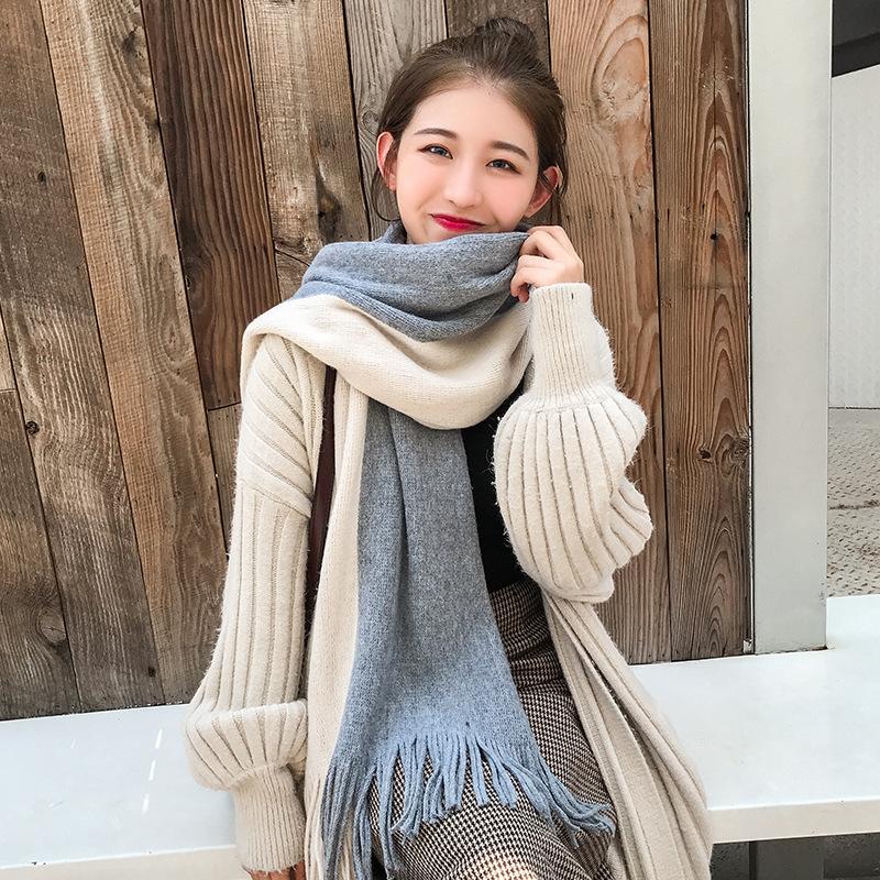 New Scarf for Women in Autumn and Winter Korean Version Warm and Versatile Student Couple Soft Girl Ins Ladies Knitted Scarf Men