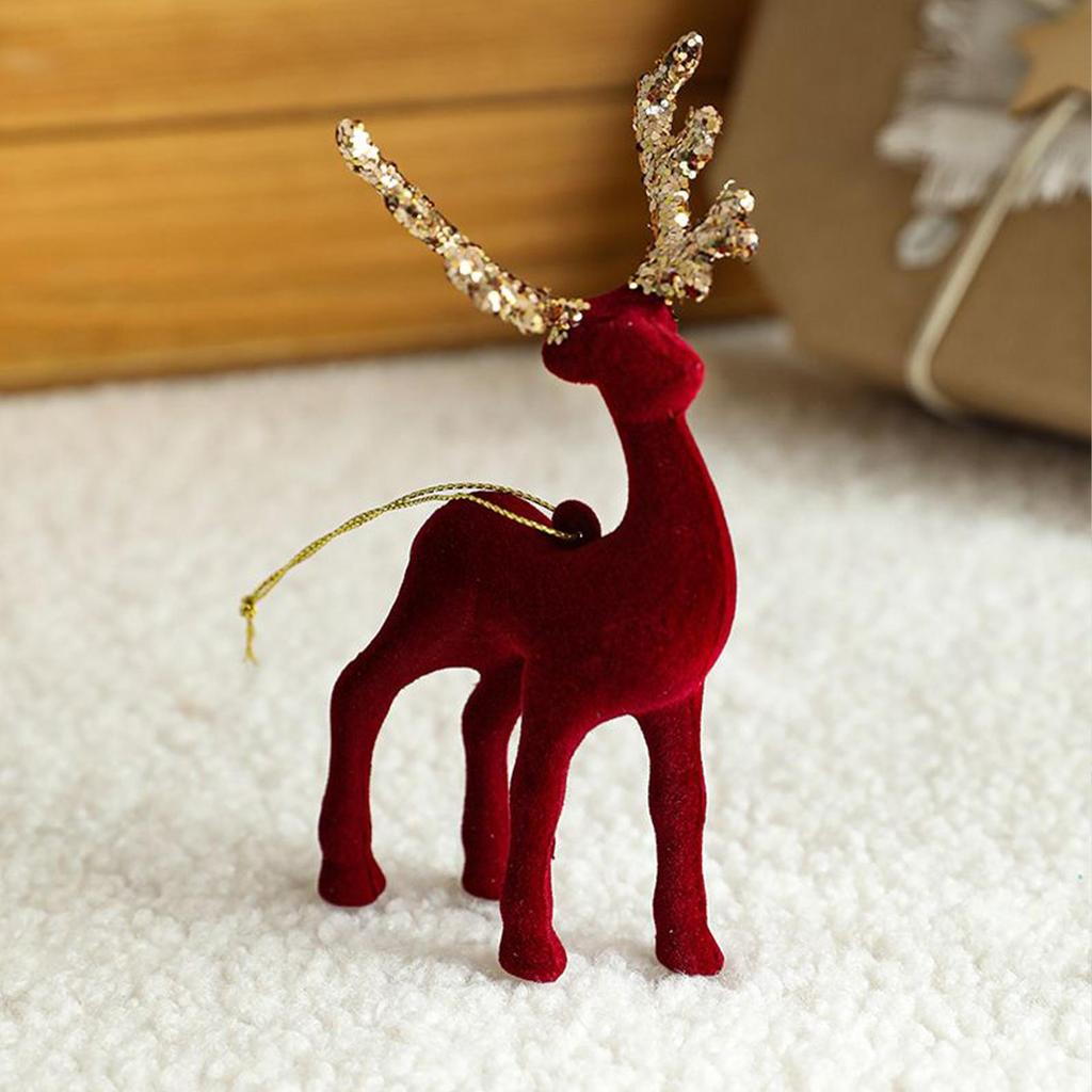 Weihnachts-Hirsch Beflockt Tischdeko Elch Weihnachts-Mittelstück Rentier Für Schreibtisch Regal Kaminsims Küche Baum Tischplatte