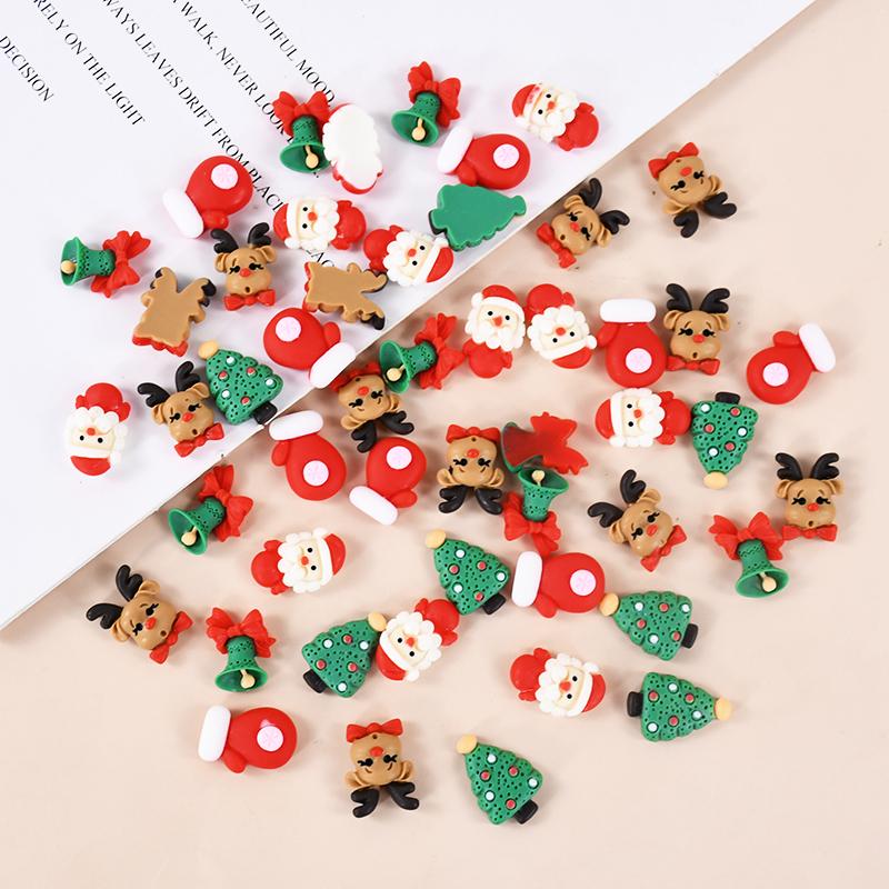 10/20pcs Mixed Christmas Resin Crafts Ornament Mini Santa Claus Xmas Tree Figurine DIY Decorations New Year Gifts Party Supplies