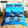 Blue Dolphin Bedding Set Comforter Queen Full SizeOcean Animal Bedding for Boys Kids Teen Boy Bedding with Pillowcases 3pcs