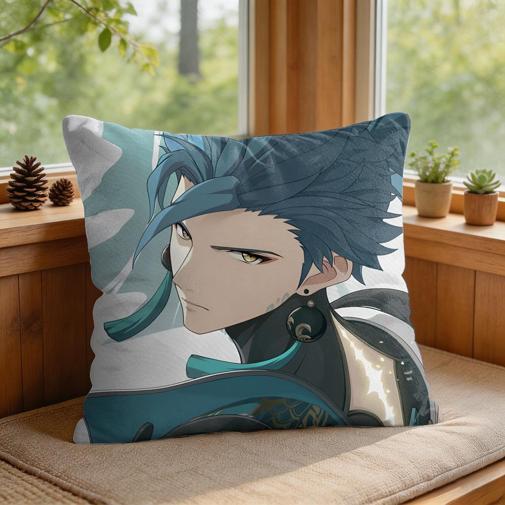 Ji Yan Wuthering Waves Cute Cushion Cover Square Short Plush Pillow Case Living Room Sofa Home Decor Funda X