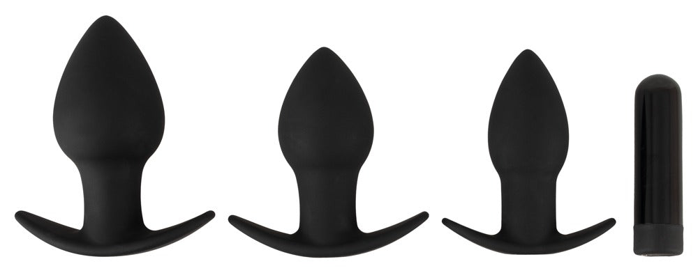 Lot de 3 plugs vibrants Silibutt Noirs - Black Velvets - Plugs Débutant & Kits