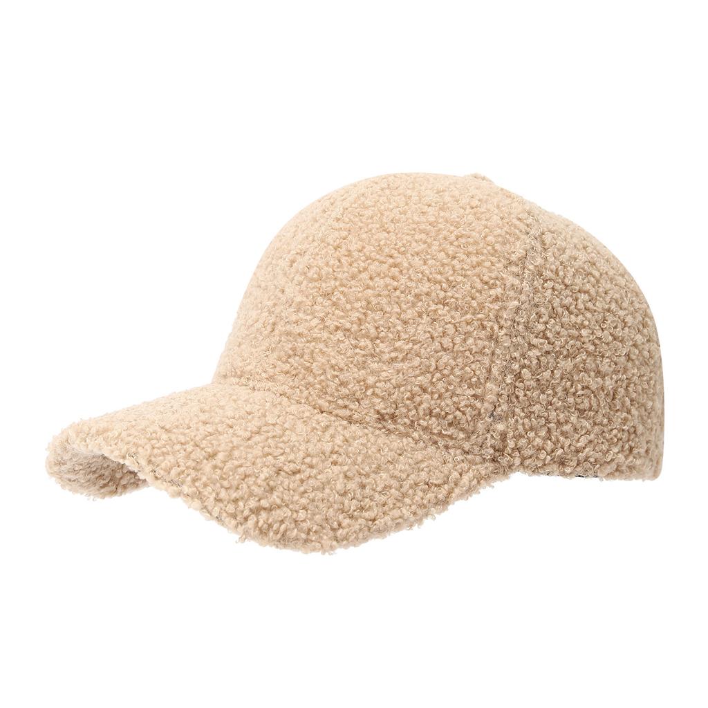 Solid Color Thickened Lamb Wool Baseball Cap Outdoor Cold-resistant, Warm and Windproof Korean Version of Men's and Women's Versatile Cap