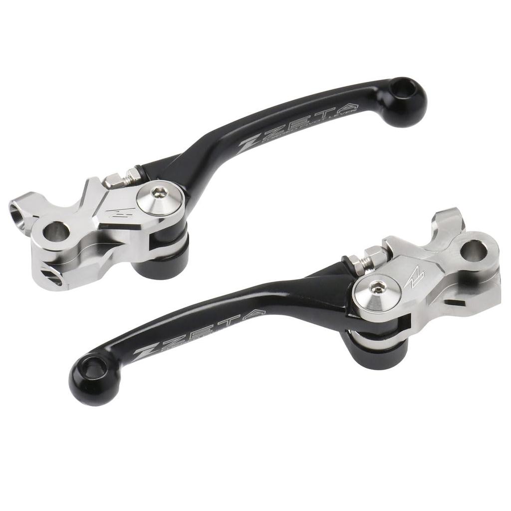 ZETA RACING HQV GASGAS Pivot Lever Set FP Forward Stepless Lever Position Forged Aluminum DIRTFREAK F5060 TE/FE, EC/ECF 3-Finger Black, Folding,
