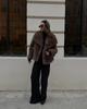 Women's Fluffy Faux Fur Lapel Coat - Casual Fox Fur Jacket