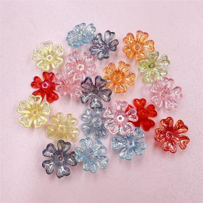 20Pcs Fashion AB Color 5-petal Flower Receptacle Loose Beads Pendant With Hole for Bracelet Neacklce Hairpin Making