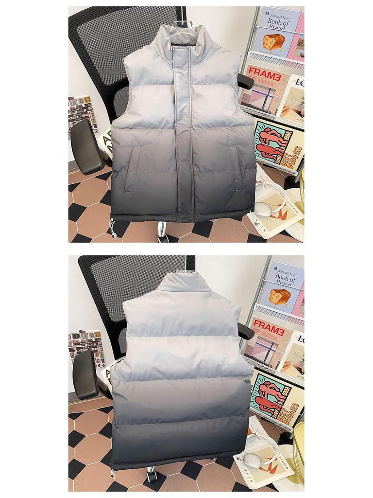 Unisex Gradient Stand Collar Winter Vest - Fashionable, Casual, and Versatile Outerwear