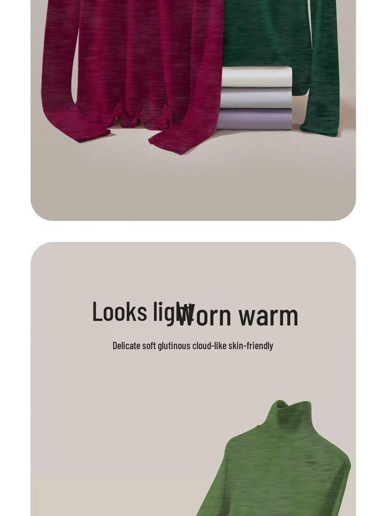 Chic Slim-fit High-neck Long-sleeve Base Layer: Solid Color, Flattering, Versatile Autumn/Winter Top