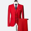 Traje informal de negocios para hombre de Color sólido, chaqueta de traje de tres piezas con doble botón para primavera y otoño, chaleco y pantalones