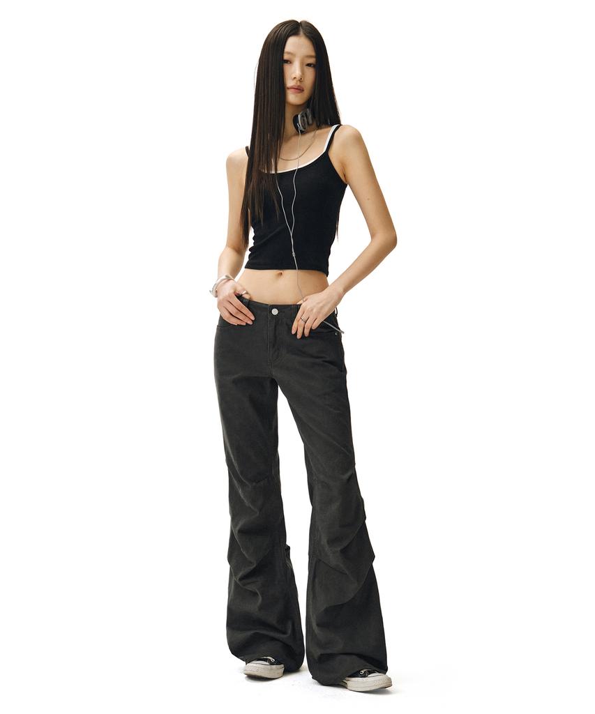 Deketeuumeon Flared Shirring Pants Dcwpt017Charcoal