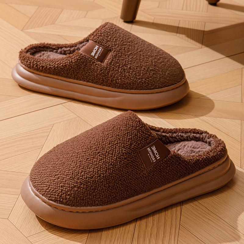 New plush cotton slippers winter home indoor non-slip warm thickened outer wear couple plush cotton mop