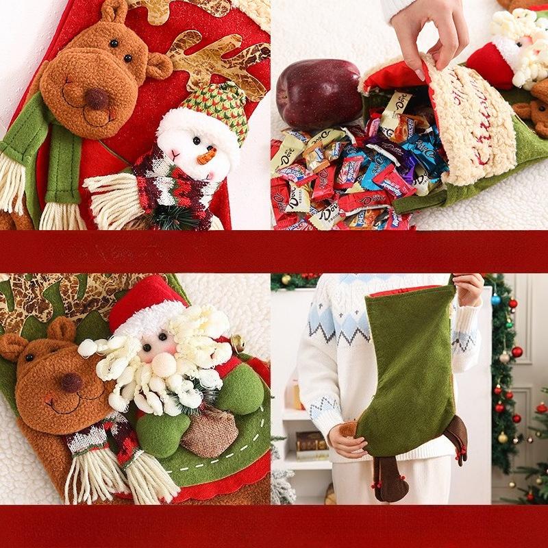 Weihnachtssocken-Geschenktüte Kinder-Kindergarten-Weihnachtsgeschenk Ältere Schneemann Süßigkeitenapfel-Tasche Dekoration Flanell PU-Material