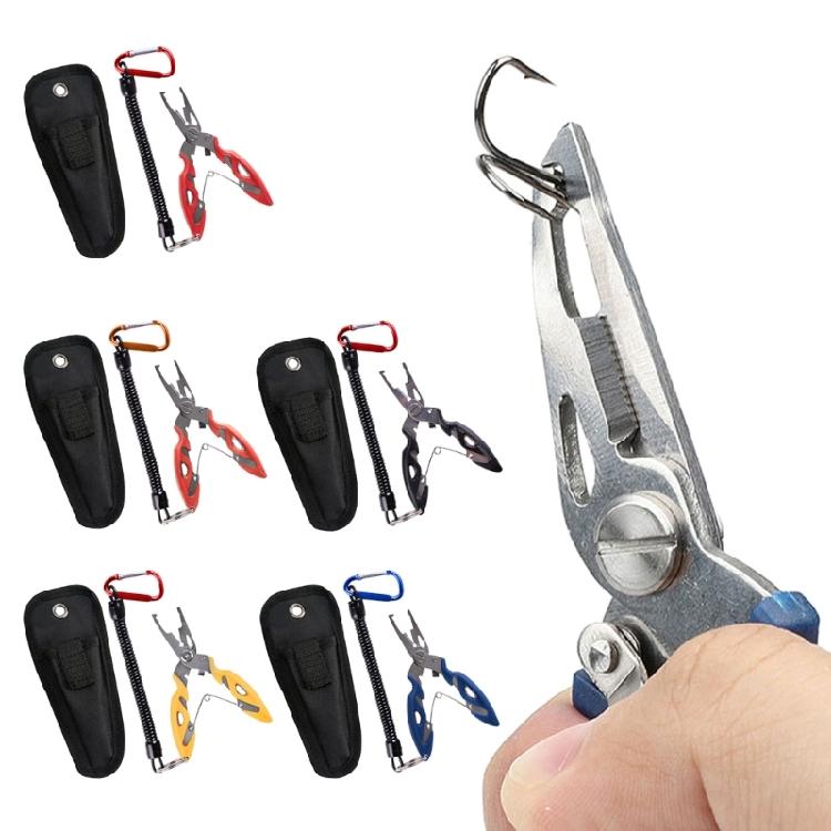 Fishing Pliers Gripper Hook Remover Stainless Fishing Tackle Tool Multifunctional Braid Line Cutter with Coiled Lanyard