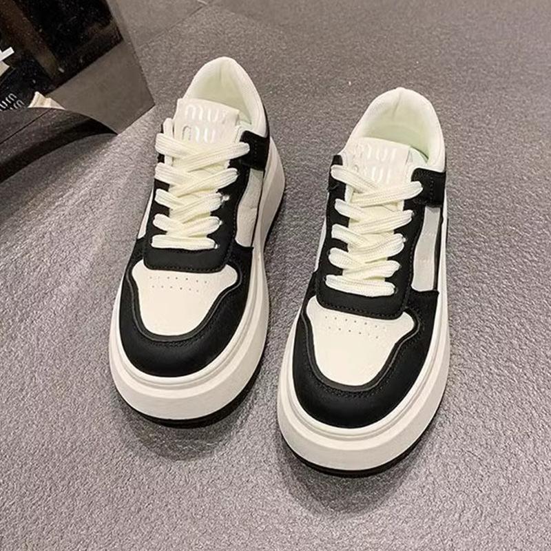 High-value Thick-soled Little White Shoes Women's Shoes 2025 Spring New Student Versatile Height-increasing Leisure Sports Lace-up Board Shoes