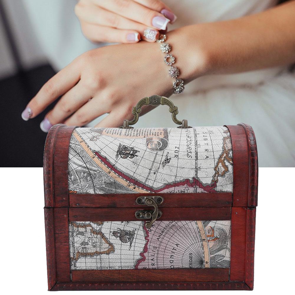 Vintage Schmuckschatulle Schmuck Ring Ohrringe Anhänger Halskette Aufbewahrungsbox OrganizerKarte