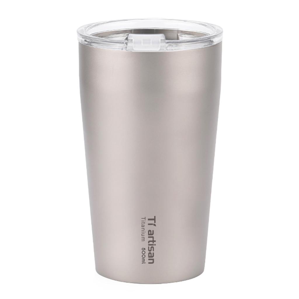 500ml Outdoor Titanium Teacup Double Wall Camping Beer Cup 500ml Water Cup with Lip Camping Equipment Picnic Cookware