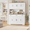 71" Large Pantry Cabinet with Charging Station, 55" Wide Kitchen Pantry Storage with Drawers and Power Outlet, Tall Kitchen Hut
