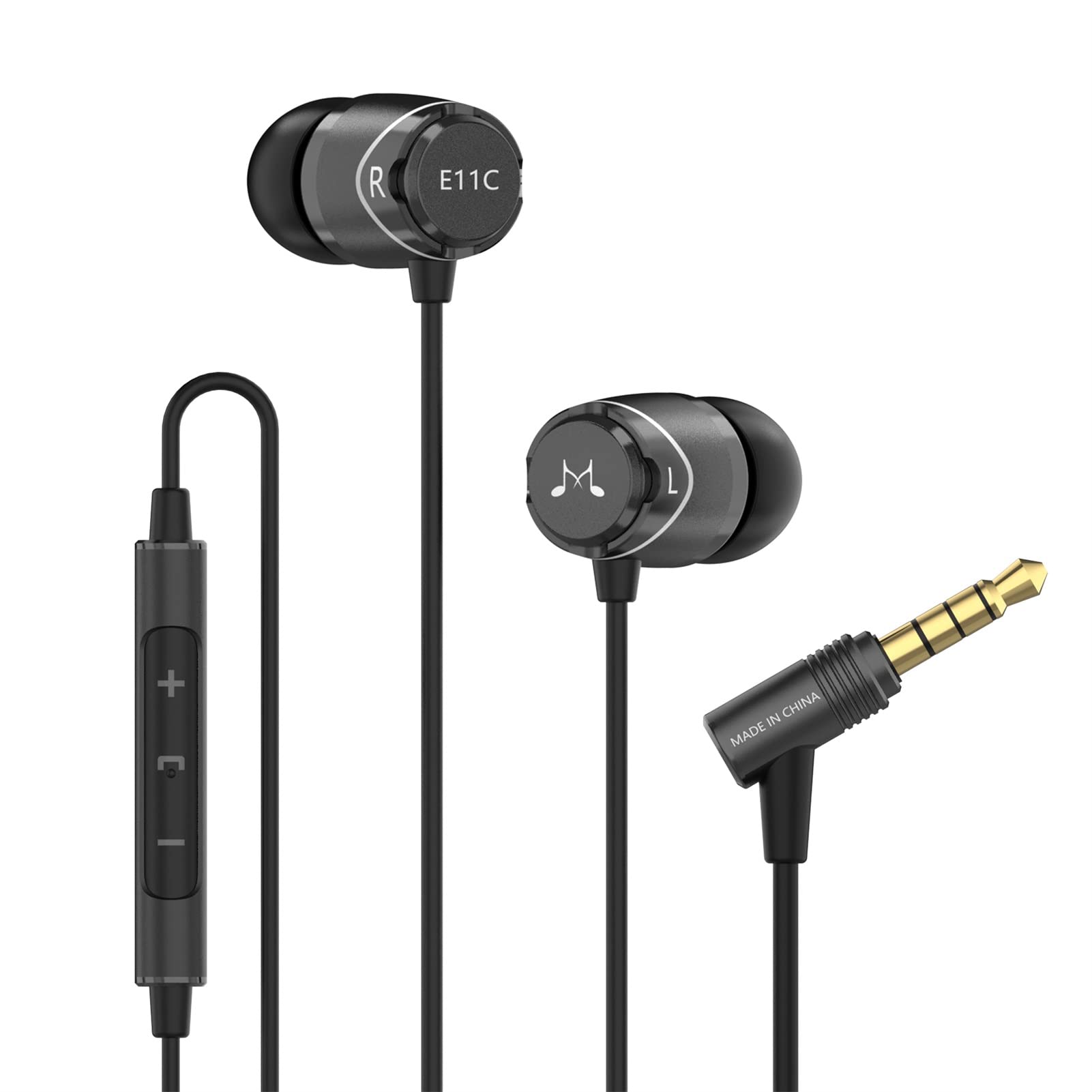 

SoundMAGIC E11C Wired Earbuds with Mic, Hi-Fi Stereo Earphones, Noise Isolating, In-Ear Headphones, Powerful Bass, Tangle-Free Cord, Black