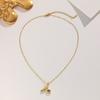 Doreen Box 1pc Gold Plated Moon Star Charm Necklace Stainless Steel & Brass For Women Stylish Dainty Jewelry Gift 40cm + 5cm