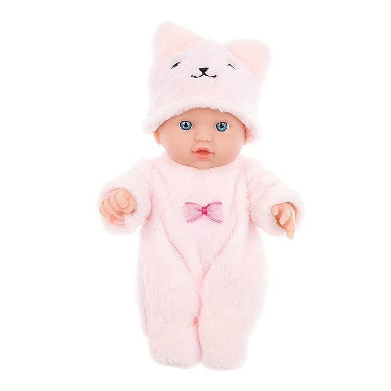 Lifelike Reborn Baby Dolls Realistic Cute Smile Newborn Baby Doll Toy with Plush Cloth Bear Hats for Kid Boys Girls Pink & Blue