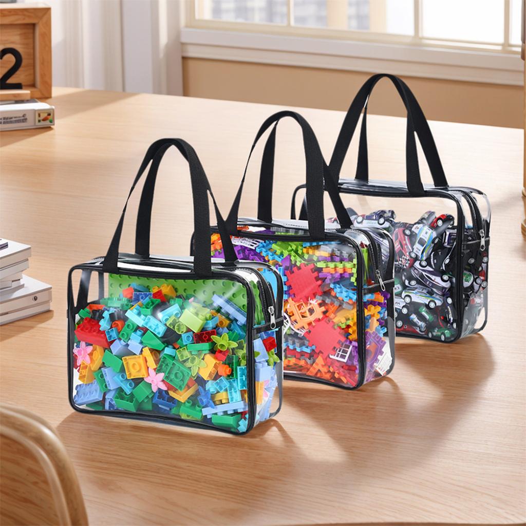 6 Pack Travel Waterproof Organizer Bags W/ Zipper Reusable Clear Waterproof Organizer for Building Blocks Puzzle Kids Books