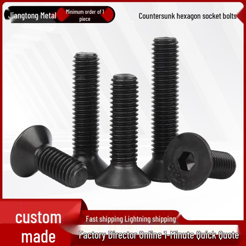 High Strength Class 12.9 Black Countersunk Hex Socket Cap Screws M6 x 10