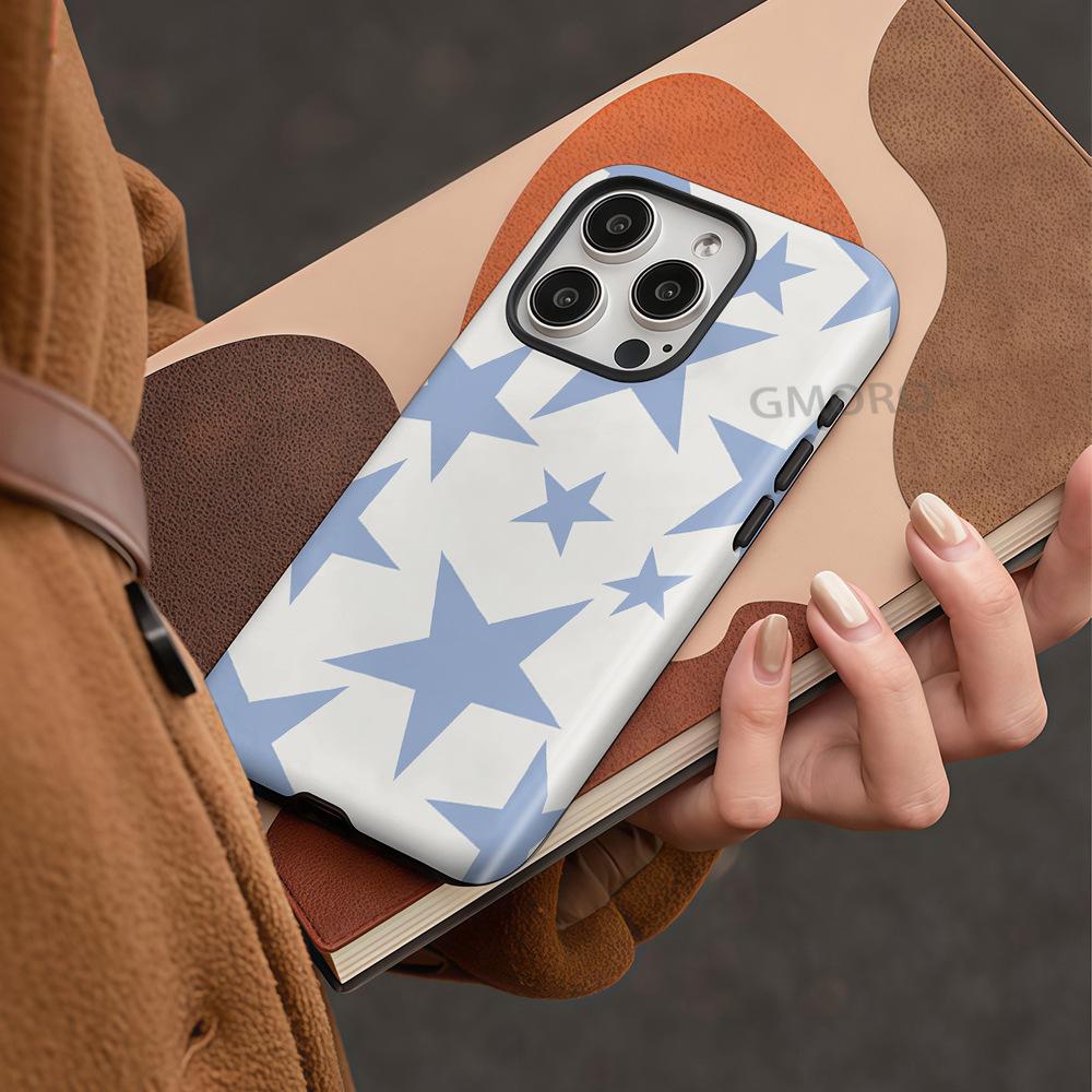 Blue pentagram art simple magnetic attraction advanced sense iPhone16 Apple 15promax film mobile phone case 17