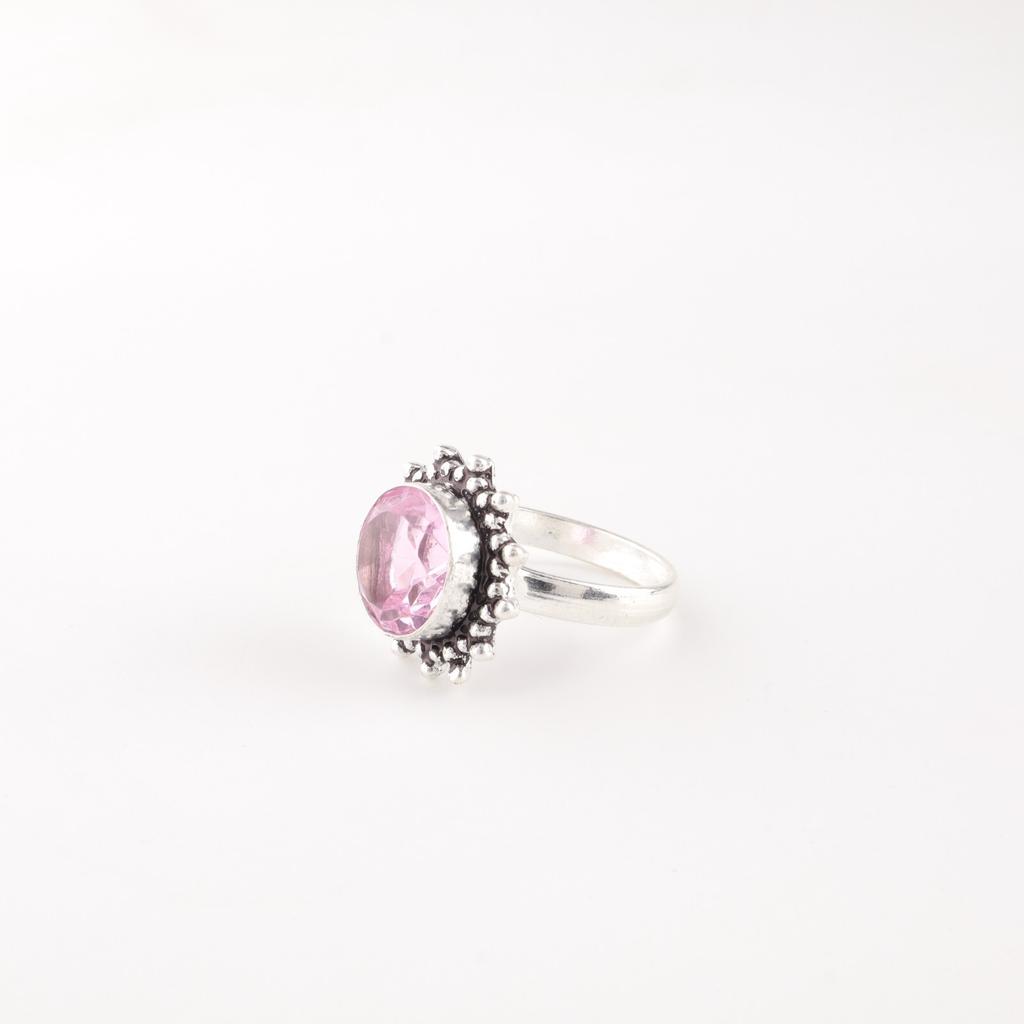 Morganite Gemstone 925 Sterling Silver Jewelry Handmade Boho Ring Gift For Wife RR-7-10
