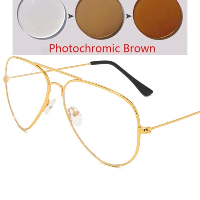 Blue Light Blocking Oval Myopic Glasses Women Men Fashion Metal Myopia Photochromic Eyeglasses Diopter 0 -0.5 -0.75 To -4.0