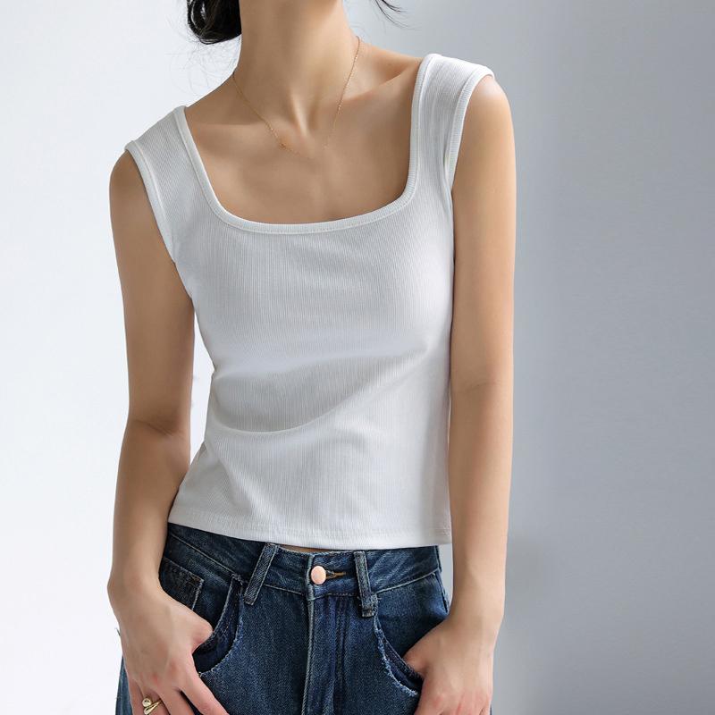 Magliette da donna senza maniche con scollo a U T-shirt da donna Gilet da strada Top
