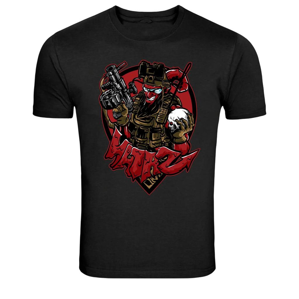 Tactical Skull Soldier With Gun Military Graphic T-Shirt