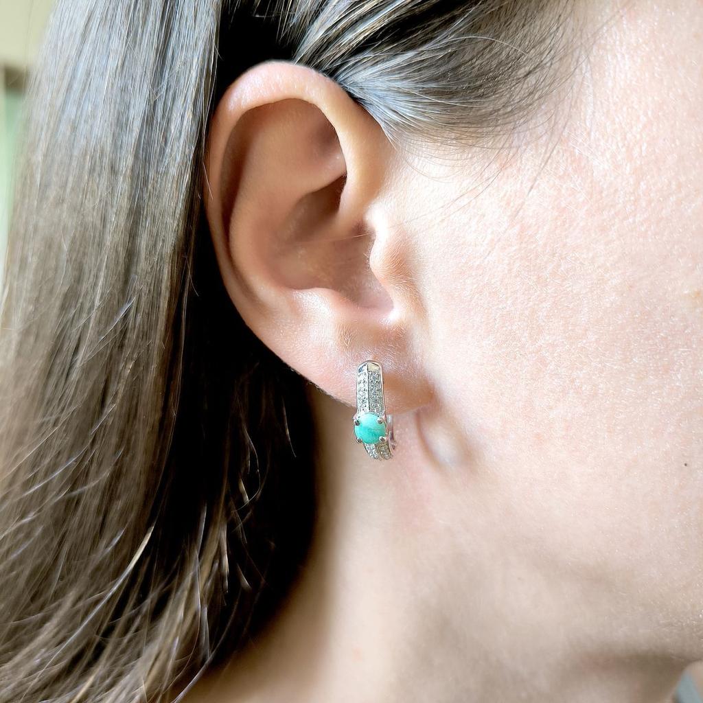 Silver Earrings with Natural Emerald 1.528ct, Cubic Zirconia (2163534)