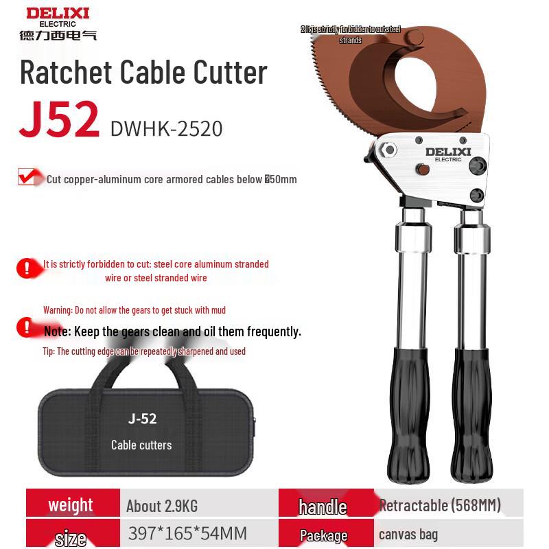Delixi J52 Industrial Ratchet Cable Cutter