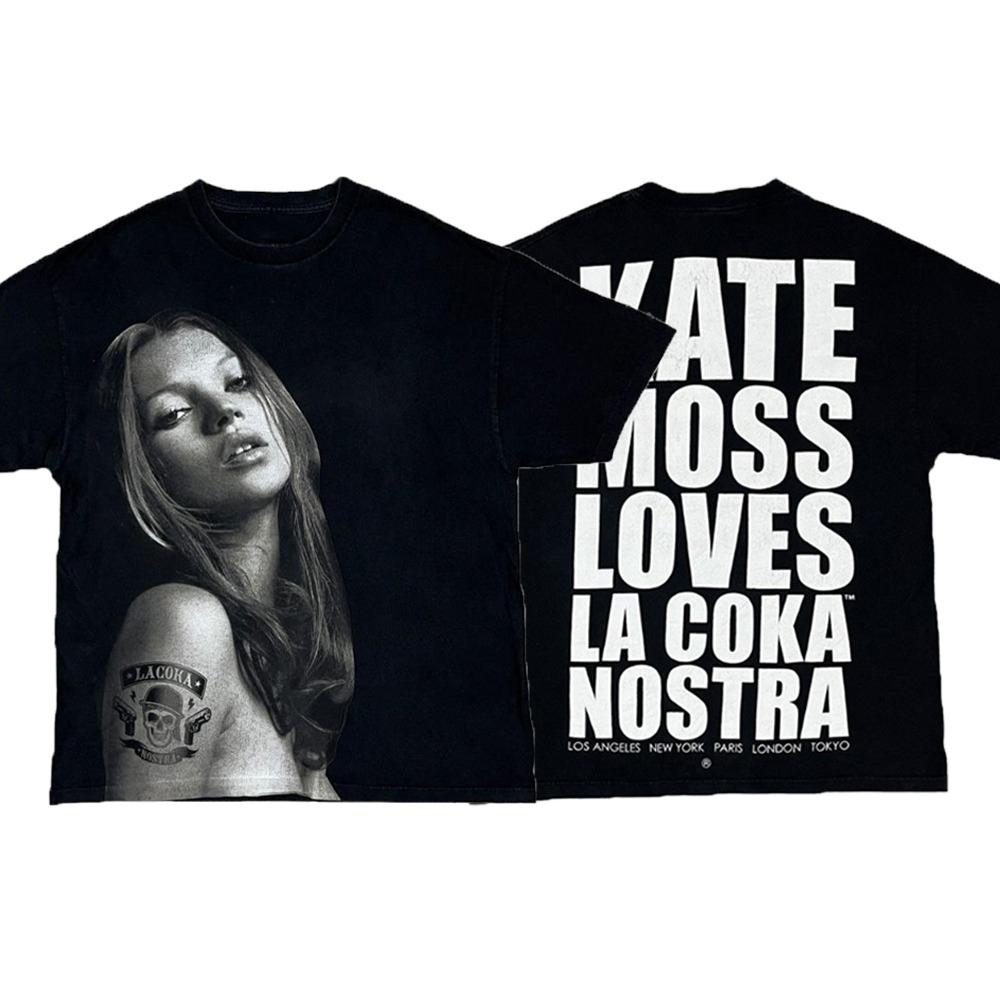 Kate Moss Pattern Printed Cotton Short Sleeve TShirt Casual Fashion TShirt Unisex Unisex Harajuku Retro TShirts Unisex Y2k Tops