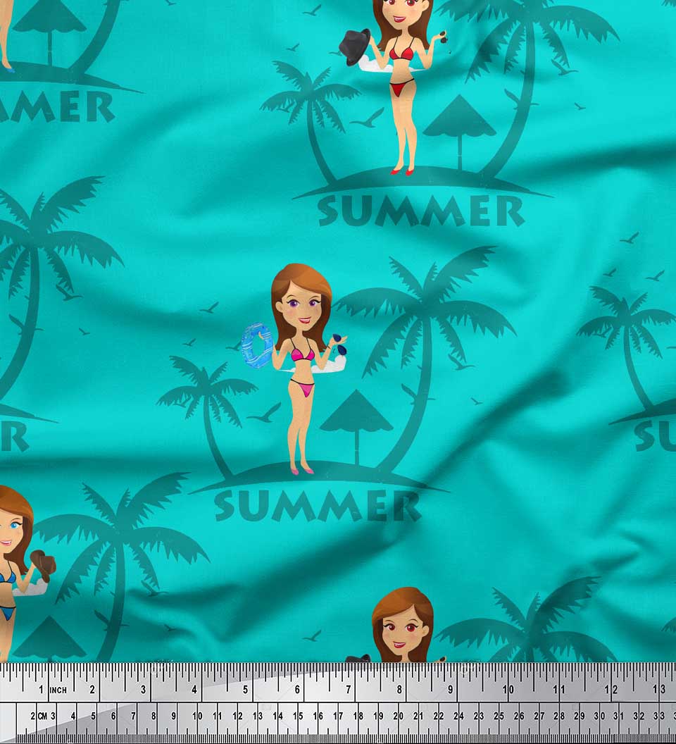 

Капелюх із японської креп-атласної тканини Soimoi Green, пальма та пляжний одяг для дівчаток. Літній дизайн. Тканина для рукоділля з принтом на метри 42 дюйма 42 Inch Wide - Poly Crepe зелений