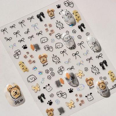Nail Art Pen Drawing Like Ribbon Character Nail Sticker