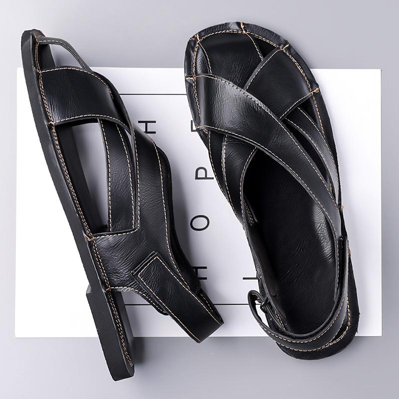 Men's sandals driving high sense retro foot cover 2025 summer new fashion sandals Roman sandals