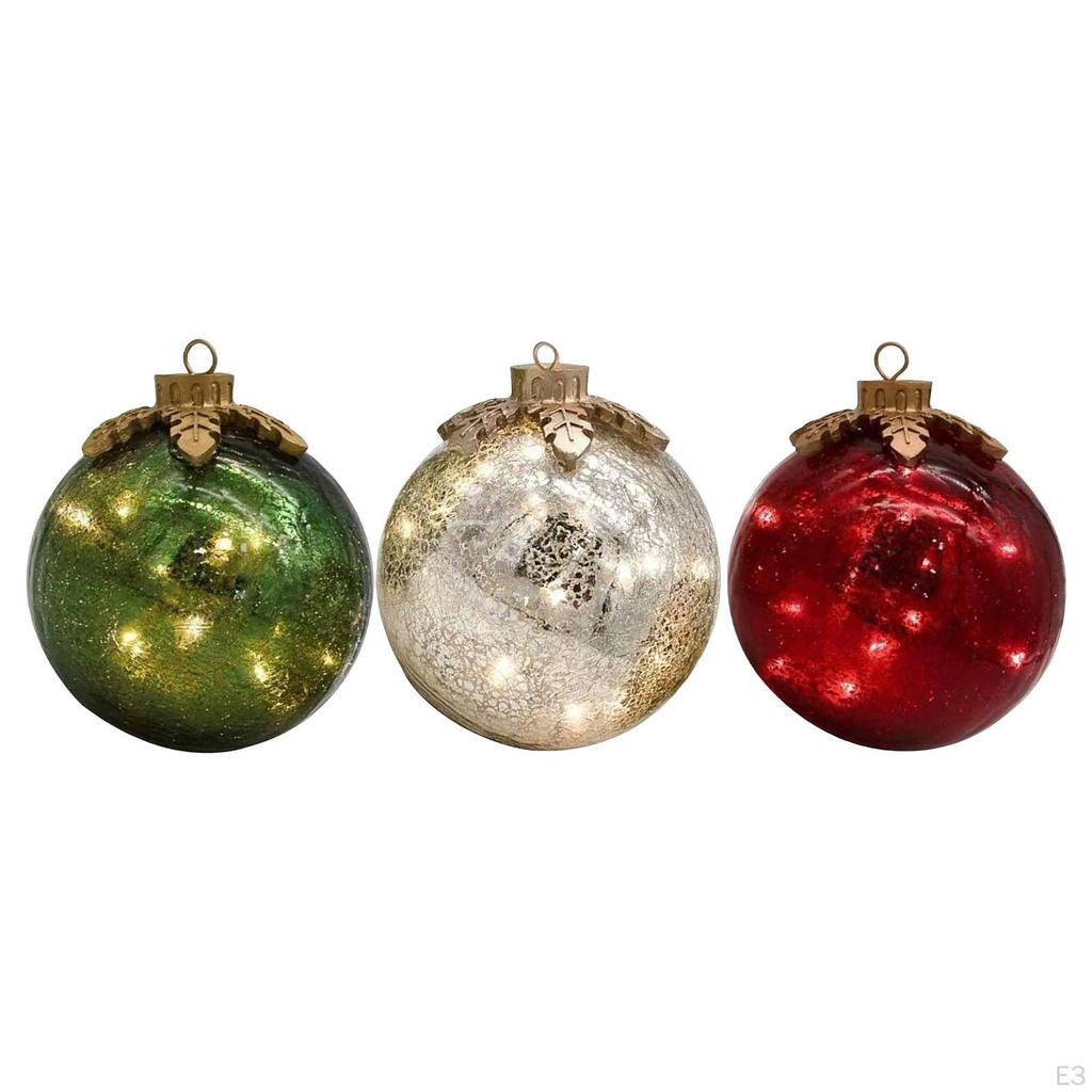 Led Lights up Glass Ball Christmas Ornament Decorative Baubles 10cm Orb Warm Light Lamp for